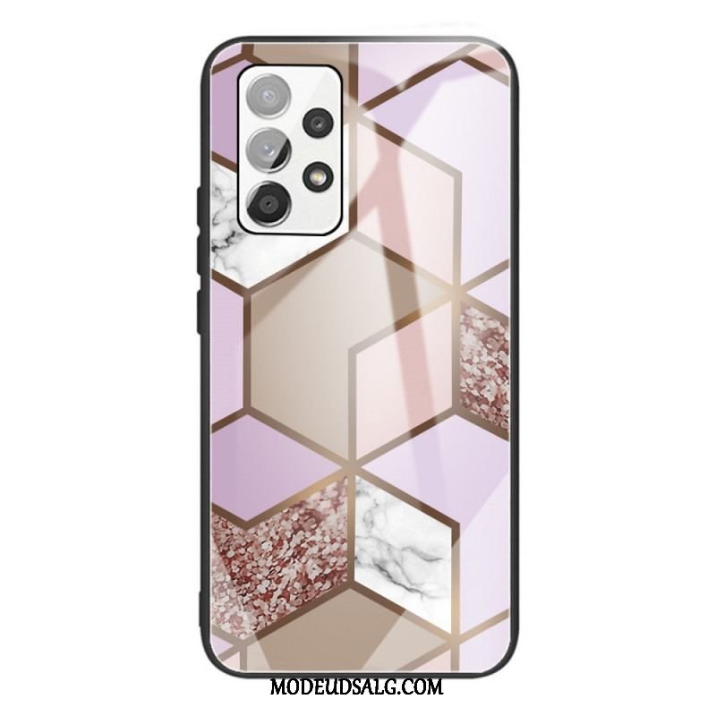 Cover Samsung Galaxy A53 5G Geometri Marmor Hærdet Glas