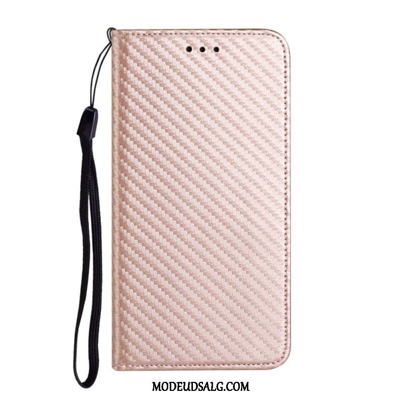 Cover Samsung Galaxy A54 5G Med Snor Flip Cover Strappy Carbon Fiber Style