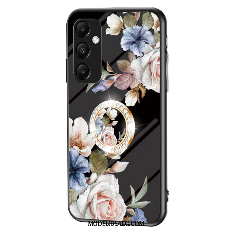 Cover Samsung Galaxy A55 5g Hærdet Glas Med Blomstermønsterholder