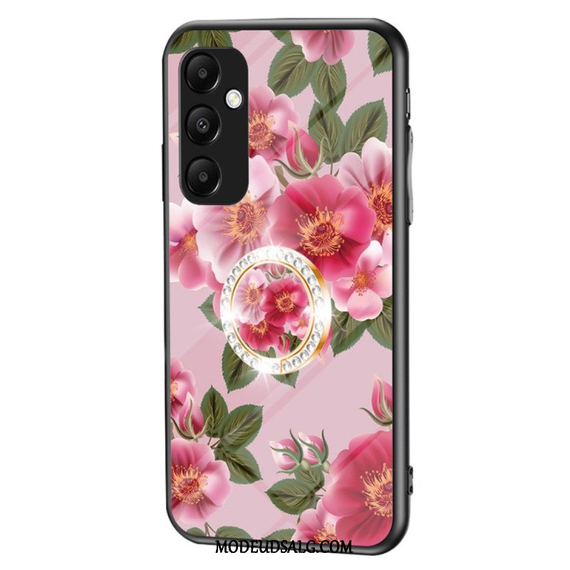 Cover Samsung Galaxy A55 5g Hærdet Glas Med Blomstermønsterholder