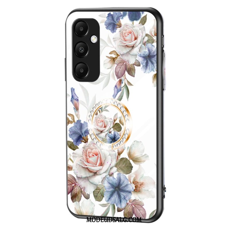 Cover Samsung Galaxy A55 5g Hærdet Glas Med Blomstermønsterholder