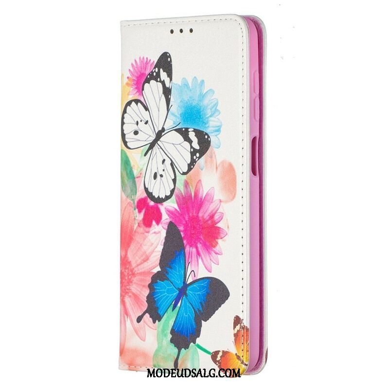 Cover Samsung Galaxy M12 / A12 Flip Cover Farverige Sommerfugle