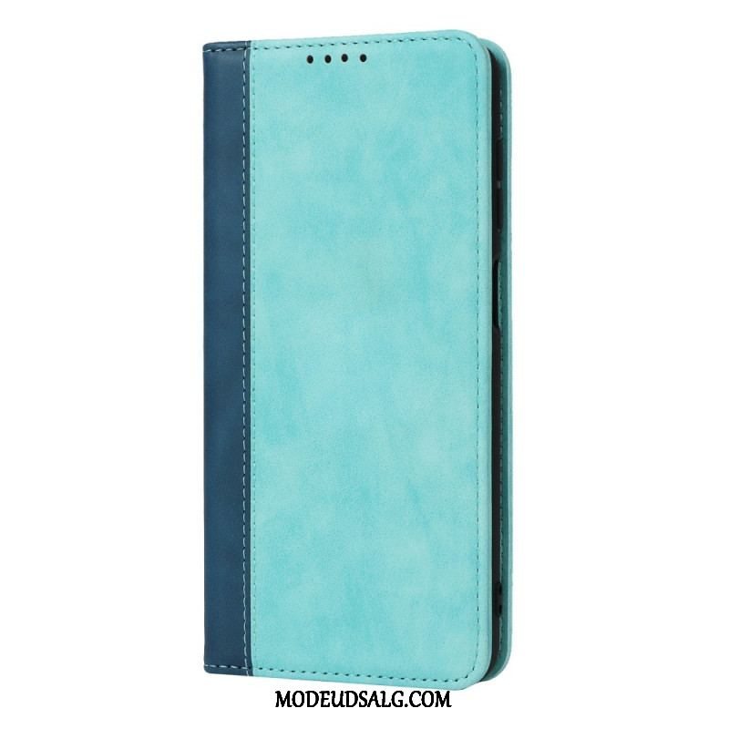 Cover Samsung Galaxy M12 / A12 Flip Cover Tofarvet Læderstil