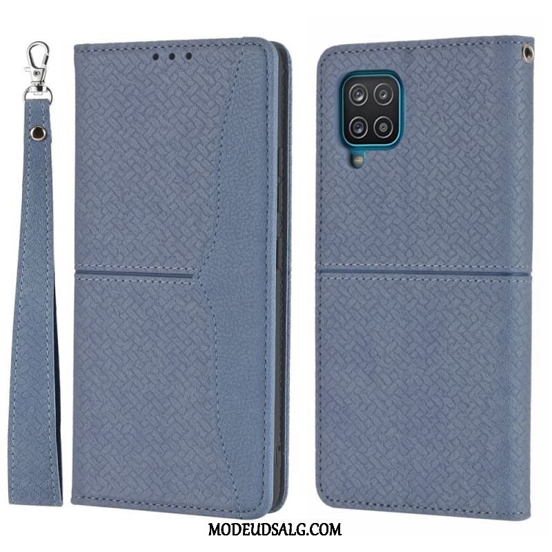 Cover Samsung Galaxy M12 / A12 Med Snor Flip Cover Strappy Vævet Læder Stil