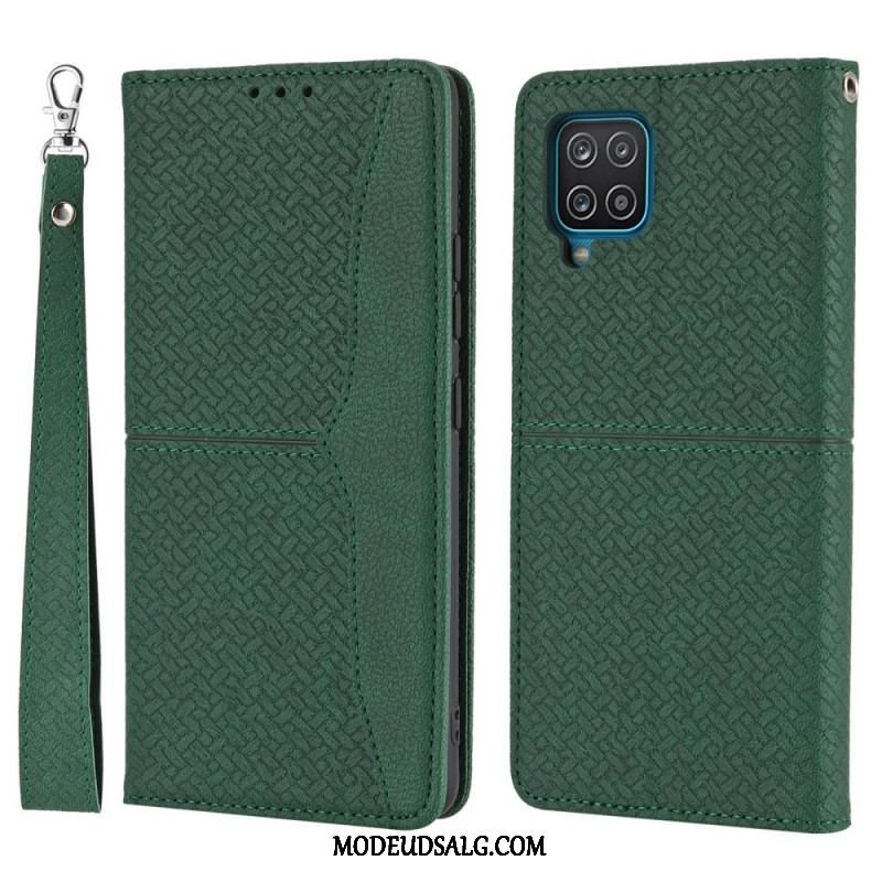 Cover Samsung Galaxy M12 / A12 Med Snor Flip Cover Strappy Vævet Læder Stil