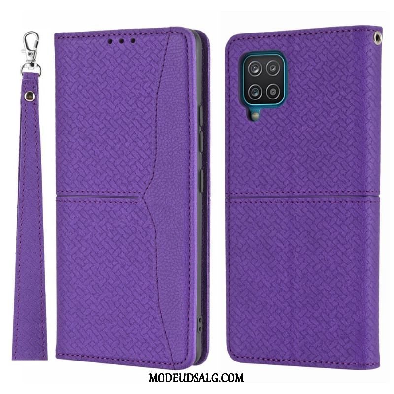 Cover Samsung Galaxy M12 / A12 Med Snor Flip Cover Strappy Vævet Læder Stil