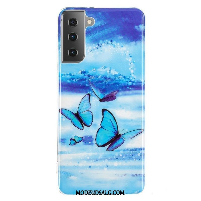 Cover Samsung Galaxy S21 5G Fluorescerende Sommerfugle-serien