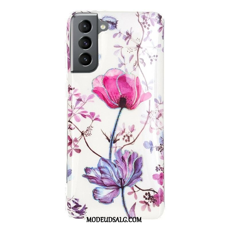 Cover Samsung Galaxy S21 FE Marmorerede Blomster