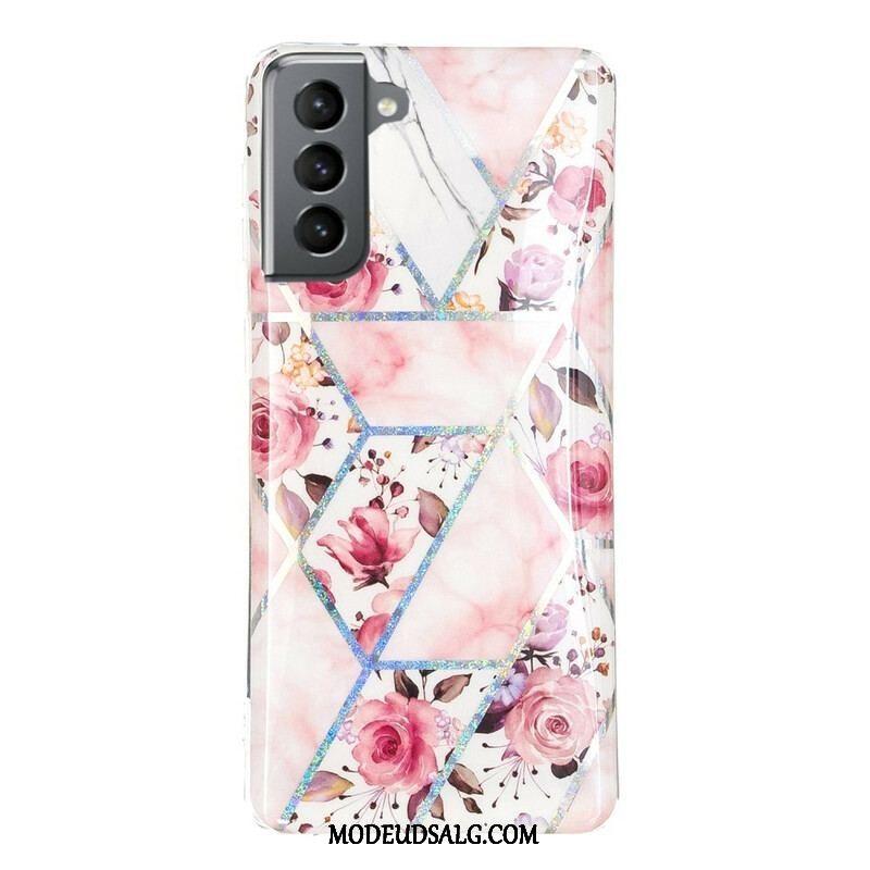 Cover Samsung Galaxy S21 FE Marmorerede Blomster