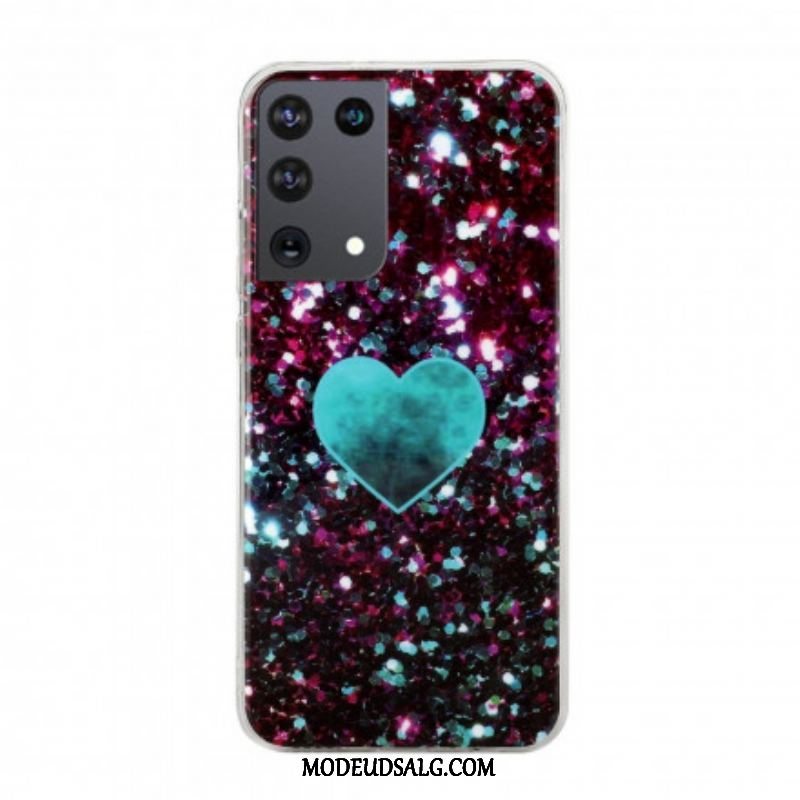 Cover Samsung Galaxy S21 Ultra 5G Glitter Marmor Hjerte