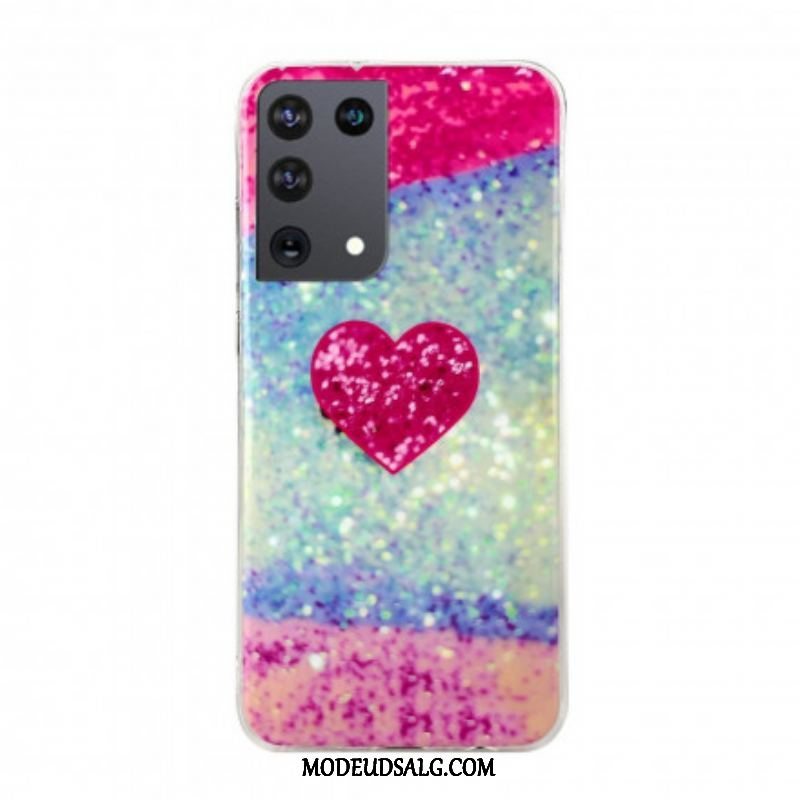 Cover Samsung Galaxy S21 Ultra 5G Glitter Marmor Hjerte