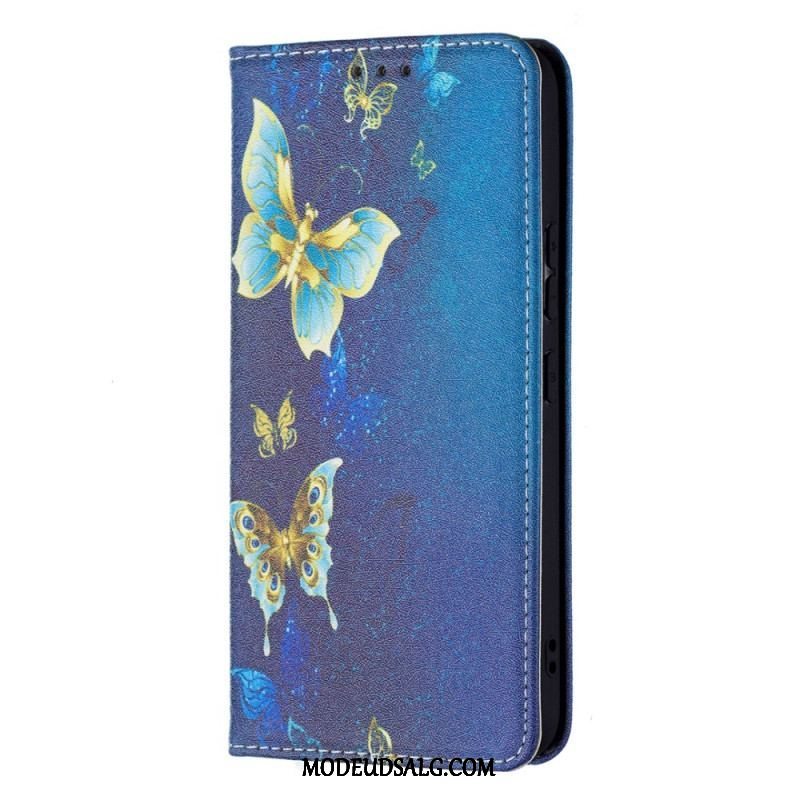 Cover Samsung Galaxy S22 5G Flip Cover Farverige Sommerfugle