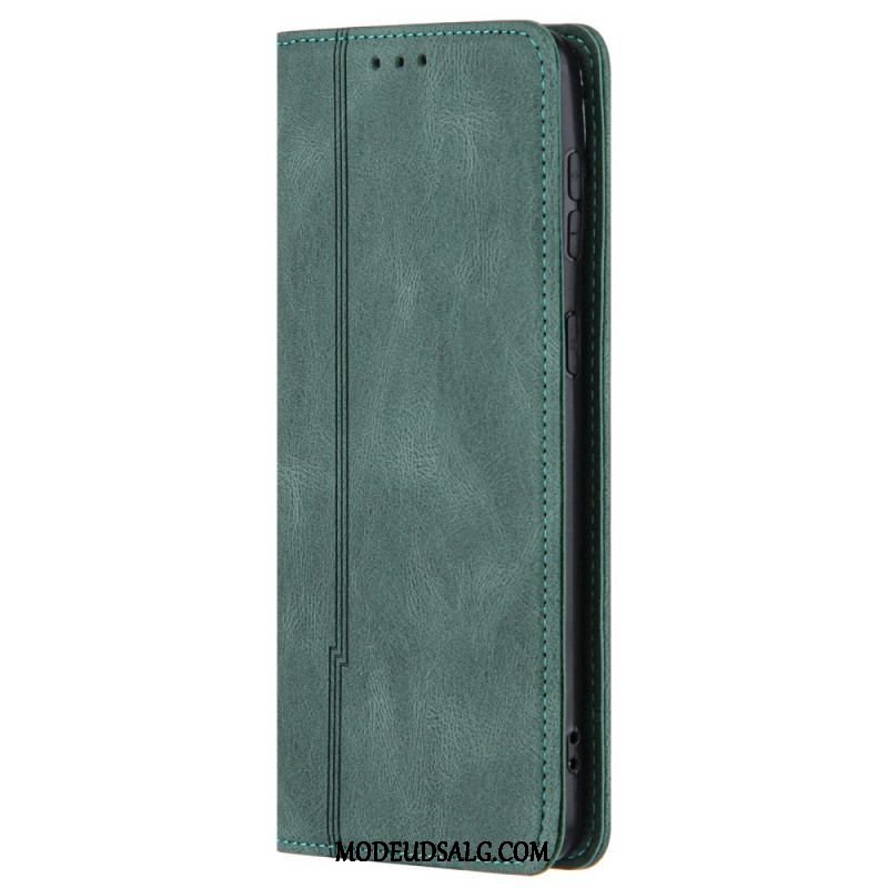 Cover Samsung Galaxy S22 5G Flip Cover Stil Læder Linje