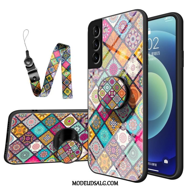 Cover Samsung Galaxy S22 5G Patchwork Magnetisk Holder