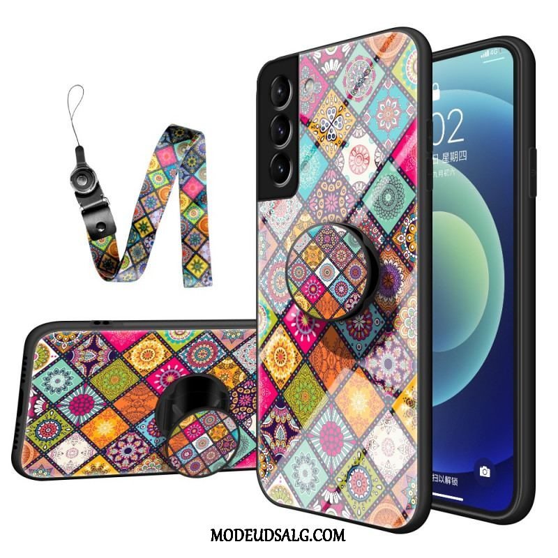 Cover Samsung Galaxy S22 5G Patchwork Magnetisk Holder