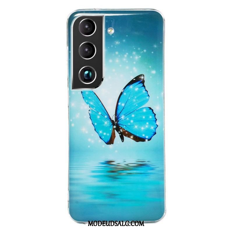 Cover Samsung Galaxy S22 Plus 5G Fluorescerende Blå Sommerfugle