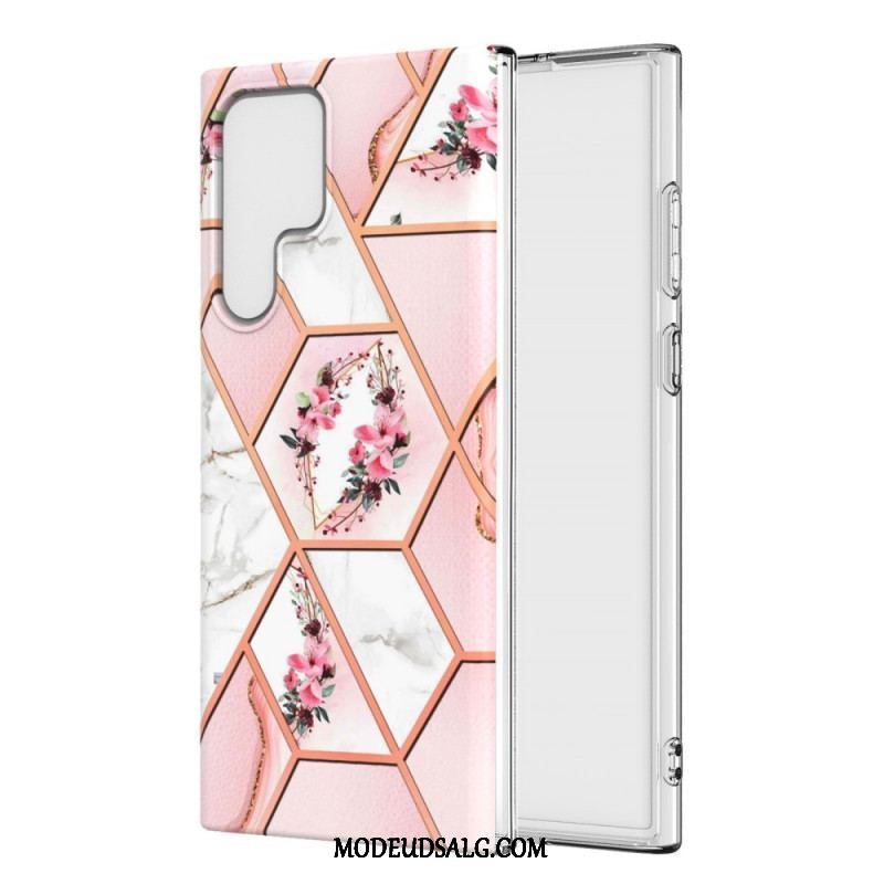 Cover Samsung Galaxy S22 Ultra 5G Marmoreret Blomster