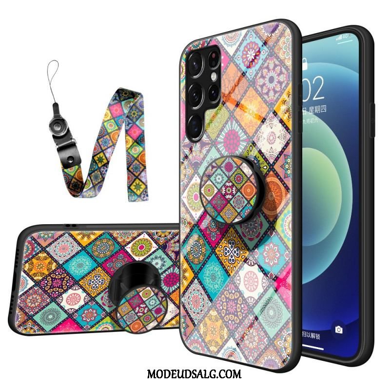 Cover Samsung Galaxy S22 Ultra 5G Patchwork Magnetisk Holder