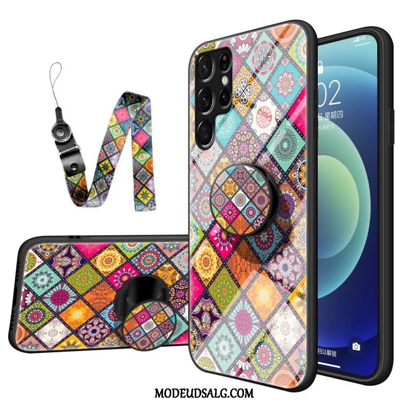 Cover Samsung Galaxy S22 Ultra 5G Patchwork Magnetisk Holder