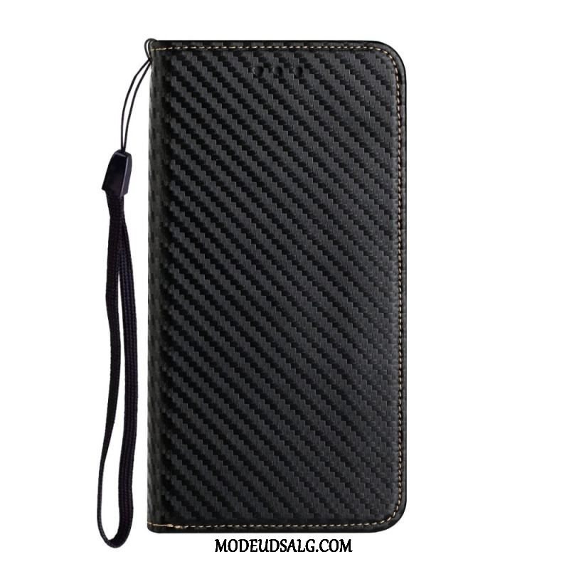 Cover Samsung Galaxy S23 Ultra 5G Med Snor Flip Cover Strappy Carbon Fiber Style