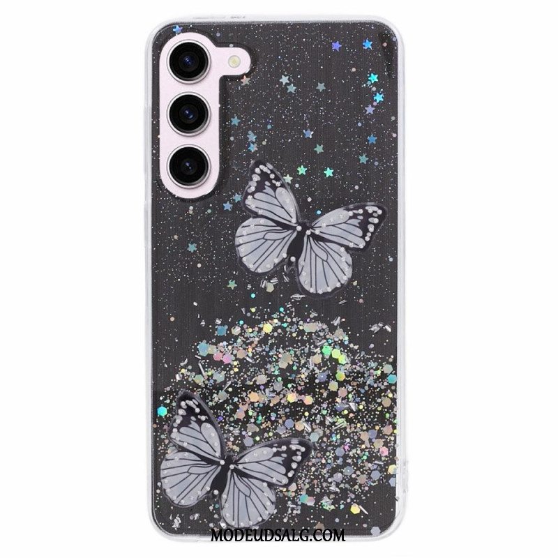 Cover Samsung Galaxy S24 5g Telefon Etui Glitter Sommerfugle