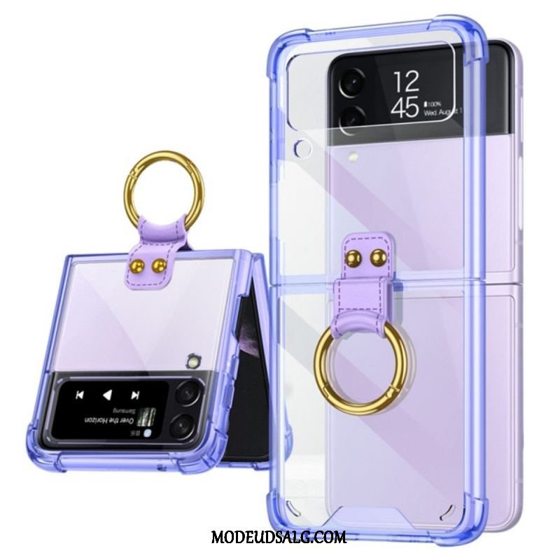 Cover Samsung Galaxy Z Flip 3 5G Flip Cover Gennemsigtig Ring-support Gkk