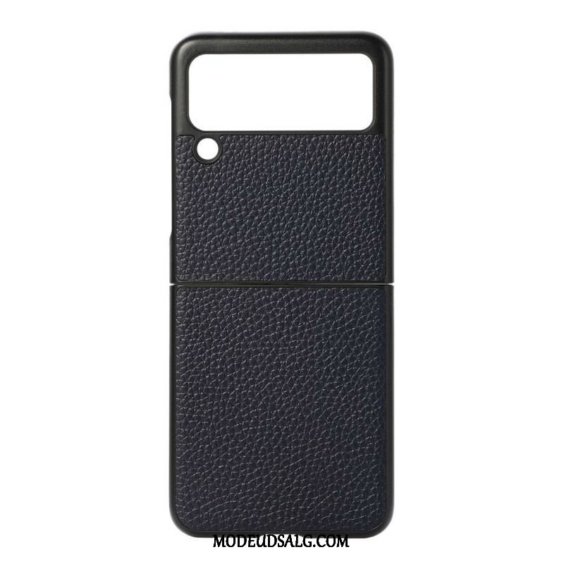 Cover Samsung Galaxy Z Flip 3 5G Flip Cover Ægte Litchi Farve Læder