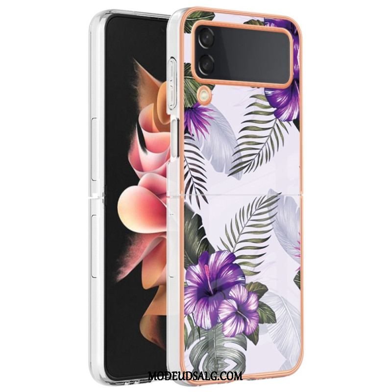 Cover Samsung Galaxy Z Flip 4 Flip Cover Blomster Marmor