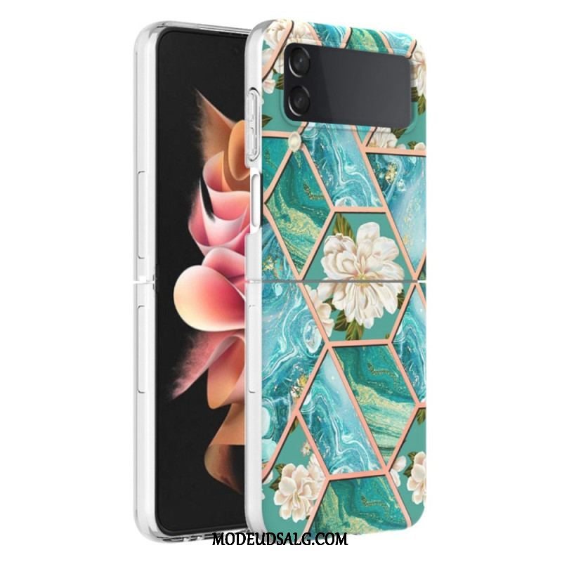 Cover Samsung Galaxy Z Flip 4 Flip Cover Blomster Marmor