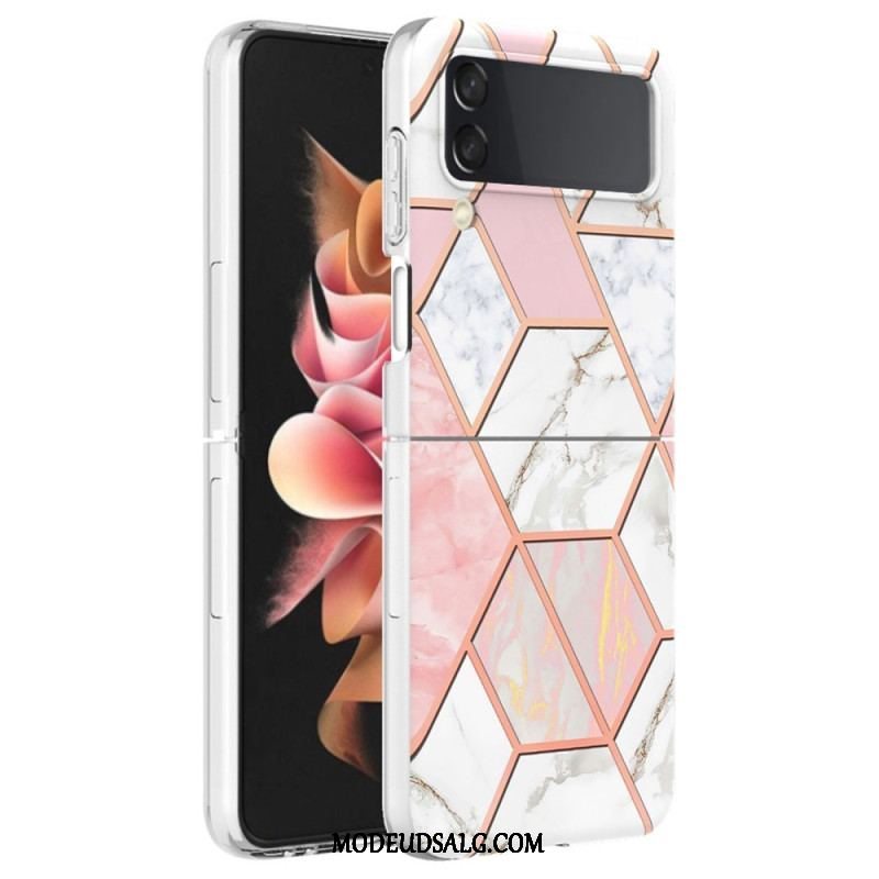 Cover Samsung Galaxy Z Flip 4 Flip Cover Geometrisk Marmor