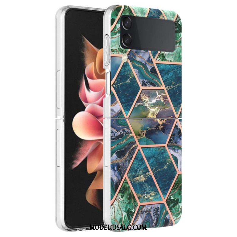 Cover Samsung Galaxy Z Flip 4 Flip Cover Geometrisk Marmor