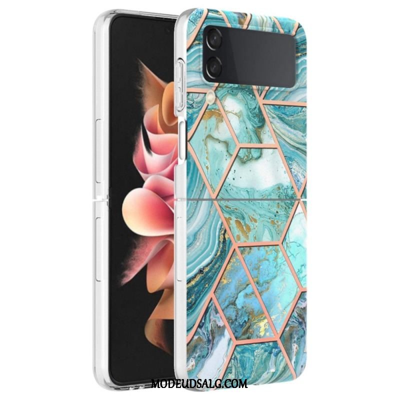 Cover Samsung Galaxy Z Flip 4 Flip Cover Geometrisk Marmor