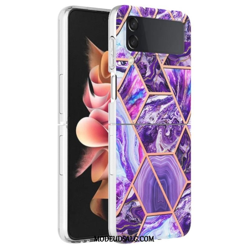 Cover Samsung Galaxy Z Flip 4 Flip Cover Geometrisk Marmor