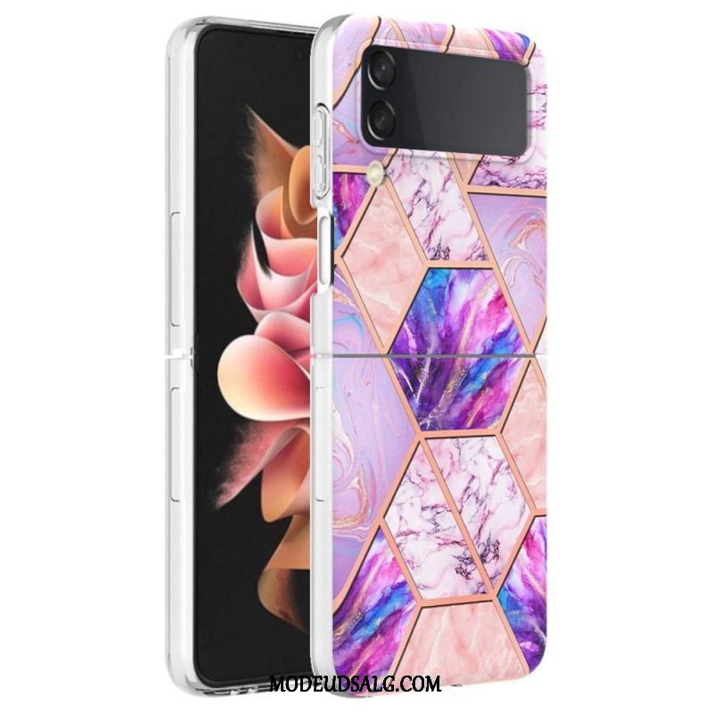 Cover Samsung Galaxy Z Flip 4 Flip Cover Geometrisk Marmor