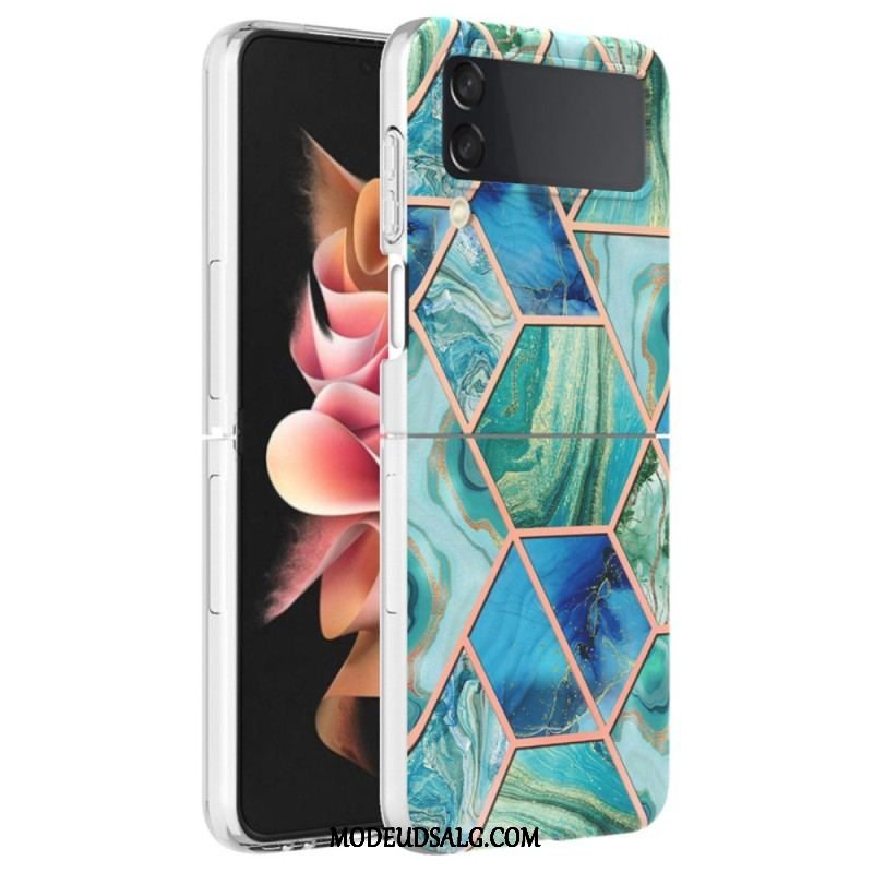 Cover Samsung Galaxy Z Flip 4 Flip Cover Geometrisk Marmor