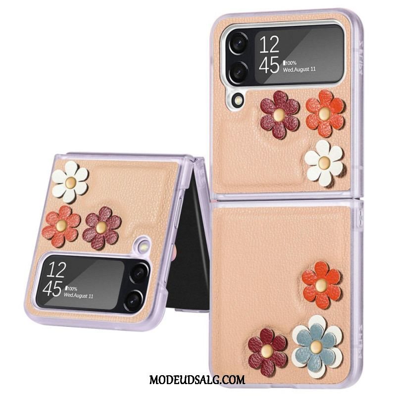 Cover Samsung Galaxy Z Flip 4 Flip Cover Imiteret Læder Blomster