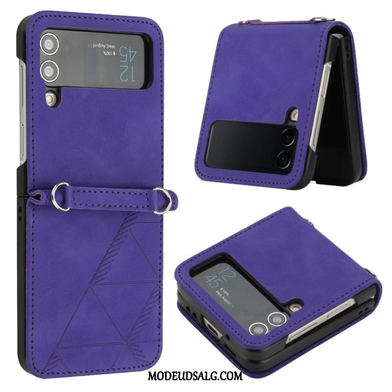 Cover Samsung Galaxy Z Flip 4 Flip Cover Imiteret Læder Trekanter