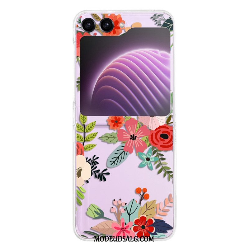 Cover Samsung Galaxy Z Flip 5 Gennemsigtige Blomster