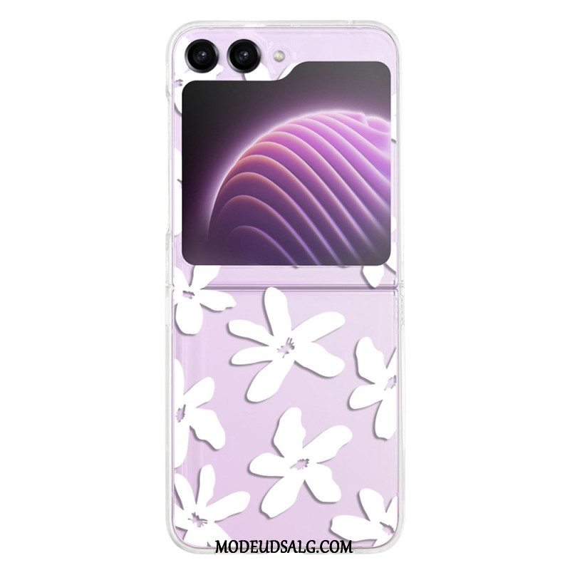 Cover Samsung Galaxy Z Flip 5 Gennemsigtige Grafiske Blomster