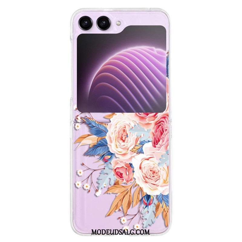 Cover Samsung Galaxy Z Flip 5 Gennemsigtige Smukke Blomster