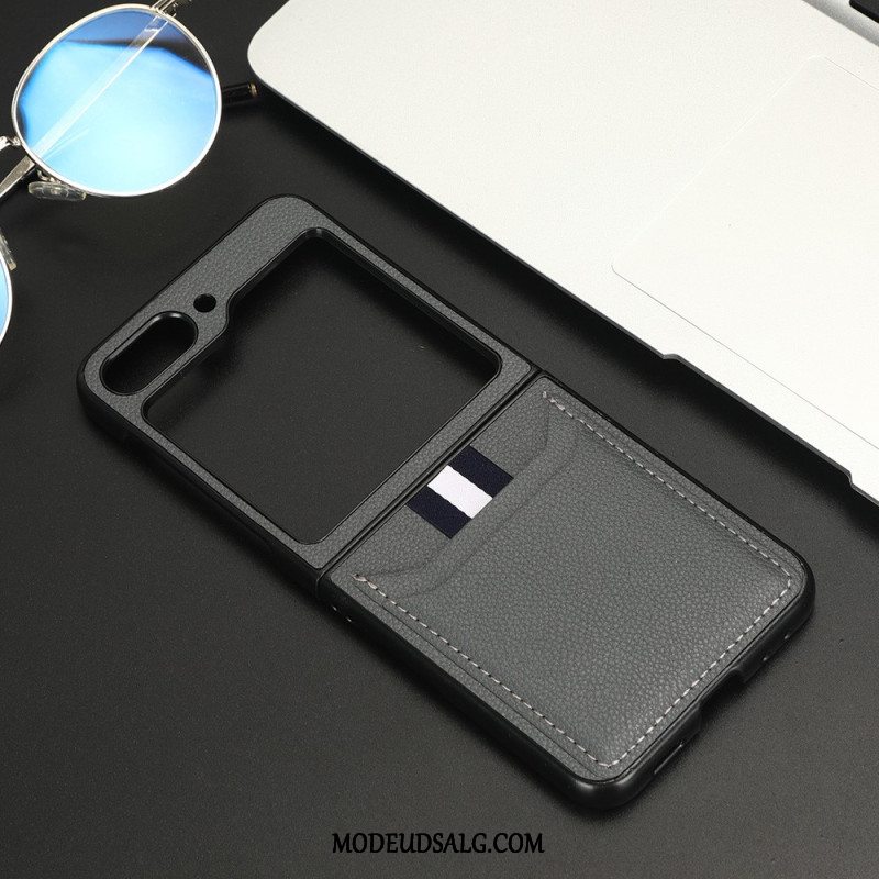 Cover Samsung Galaxy Z Flip 5 Litchi Læder Kortholder