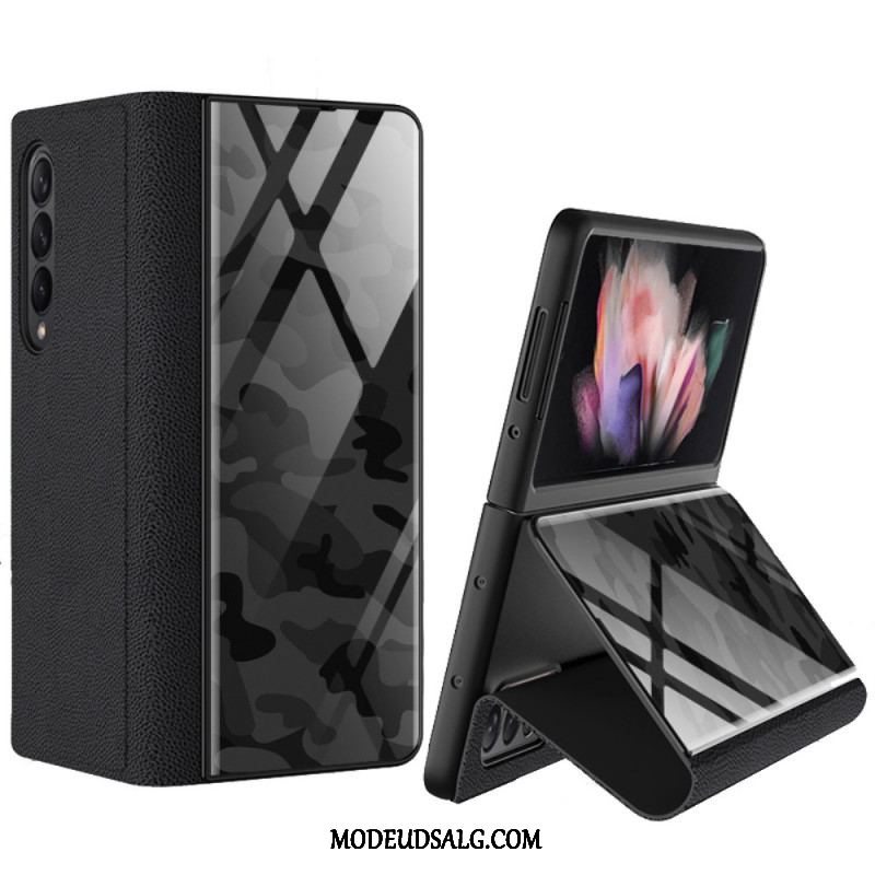 Cover Samsung Galaxy Z Fold 3 5G Flip Cover Camouflage Hærdet Glas