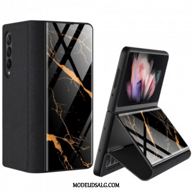 Cover Samsung Galaxy Z Fold 3 5G Flip Cover Gkk Marmor Hærdet Glas