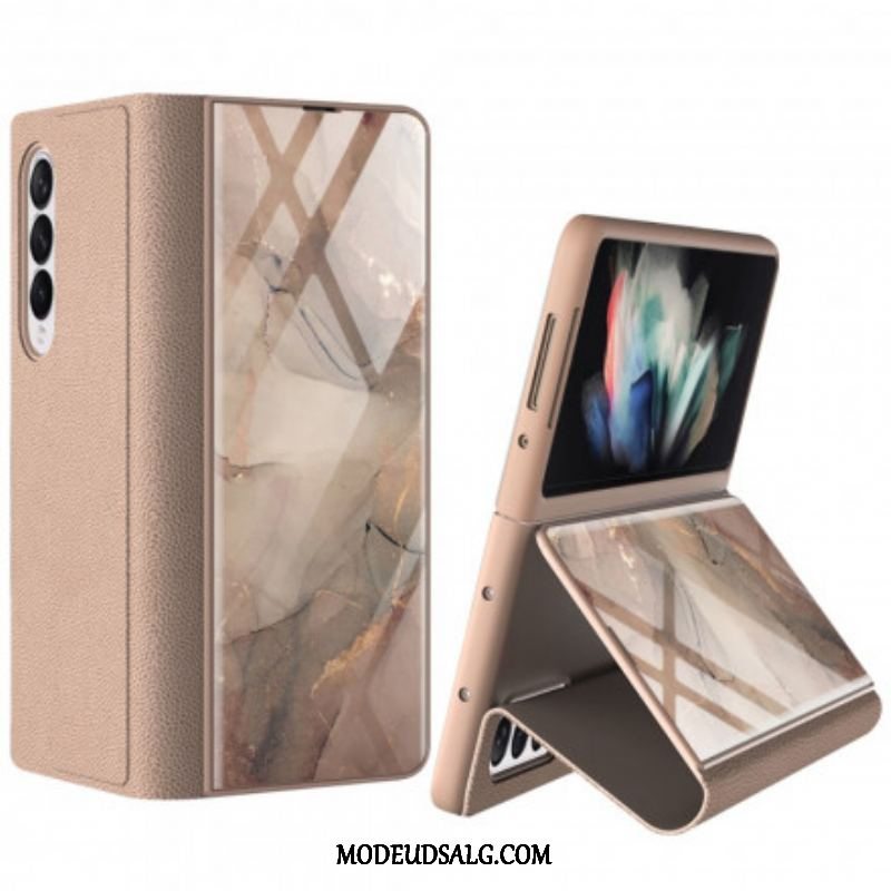 Cover Samsung Galaxy Z Fold 3 5G Flip Cover Gkk Marmor Hærdet Glas