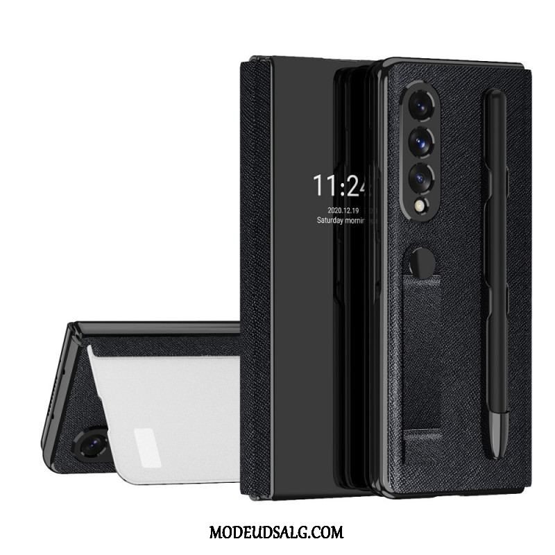 Cover Samsung Galaxy Z Fold 3 5G Flip Cover Spejlpenholder Og Rem