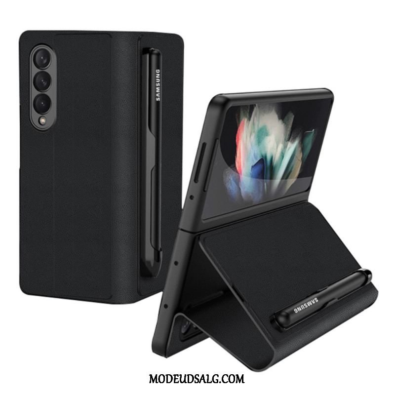 Cover Samsung Galaxy Z Fold 3 5G Flip Cover Stylusholder I Imiteret Læder