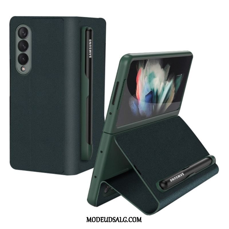 Cover Samsung Galaxy Z Fold 3 5G Flip Cover Stylusholder I Imiteret Læder