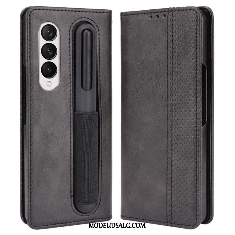 Cover Samsung Galaxy Z Fold 4 Flip Cover Retro Pen Opbevaring