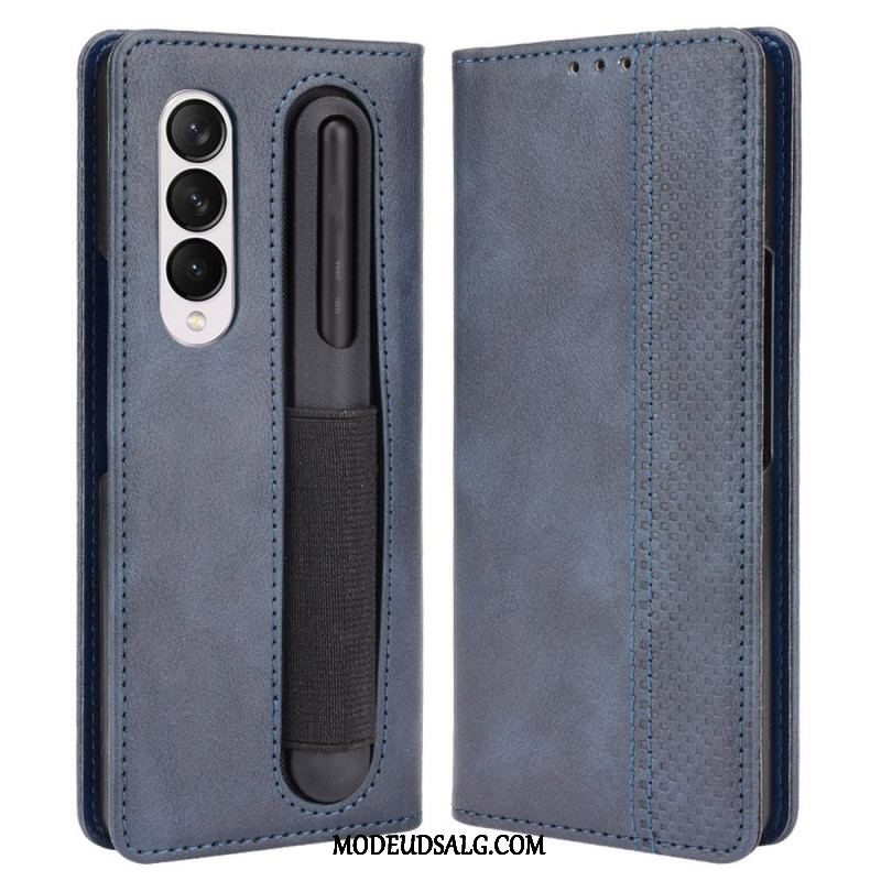 Cover Samsung Galaxy Z Fold 4 Flip Cover Retro Pen Opbevaring