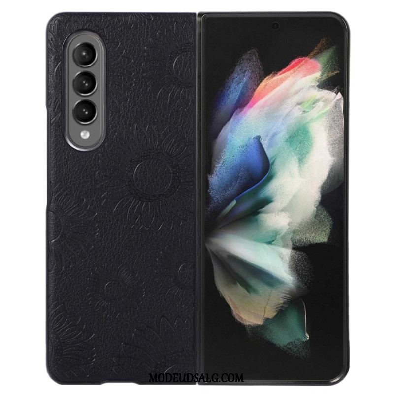 Cover Samsung Galaxy Z Fold 4 Imiteret Læderbelagt Solsikkemønster